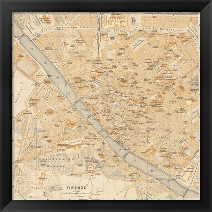 Framed Mapa Di Firenze, 1896 Print