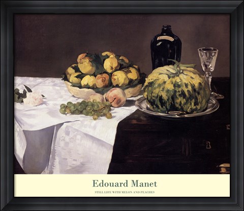 Framed Still Life with Melons and Peaches Print