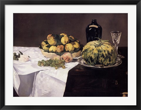 Framed Still Life with Melons and Peaches Print