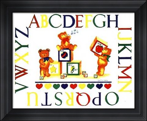 Framed Alphabet Block Bears Print
