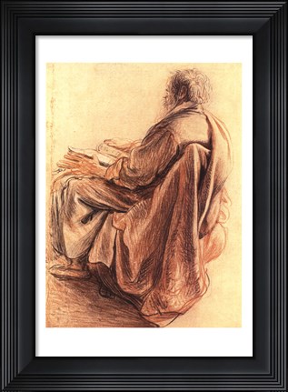 Framed Sepia Man Reading Print