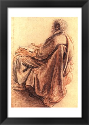 Framed Sepia Man Reading Print