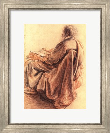 Framed Sepia Man Reading Print