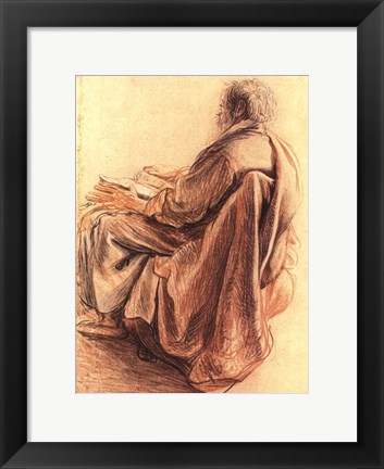 Framed Sepia Man Reading Print