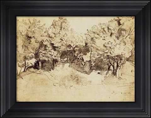Framed Sepia Corot Landscape Print