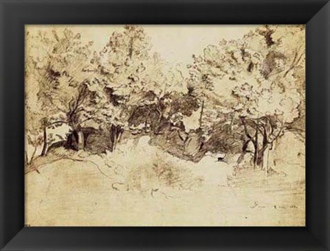 Framed Sepia Corot Landscape Print