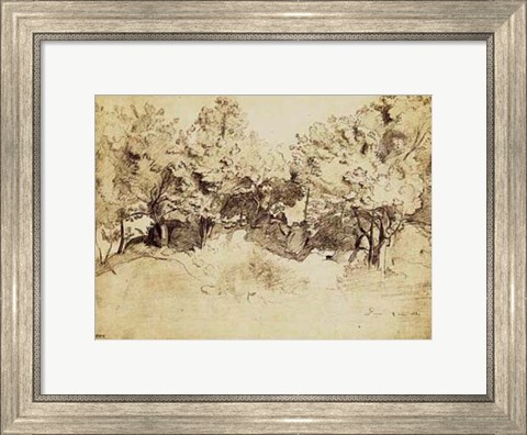 Framed Sepia Corot Landscape Print