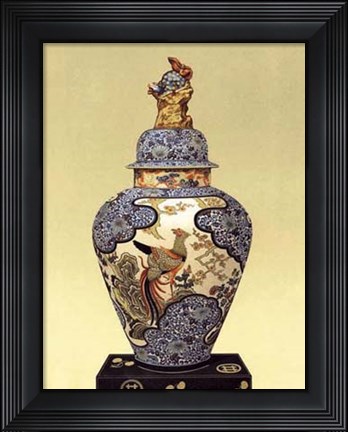 Framed Oriental Blue Vase I Print