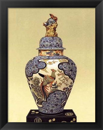 Framed Oriental Blue Vase I Print