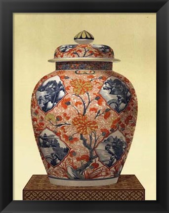 Framed Oriental Blue Vase III Print