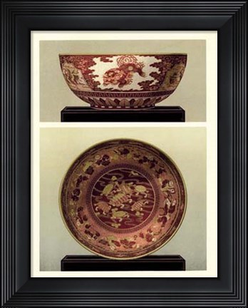 Framed Oriental Bowl and Plate I Print