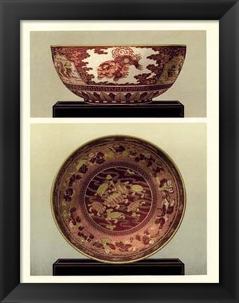 Framed Oriental Bowl and Plate I Print