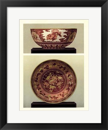 Framed Oriental Bowl and Plate I Print