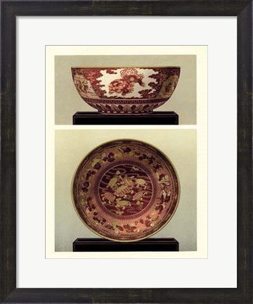 Framed Oriental Bowl and Plate I Print