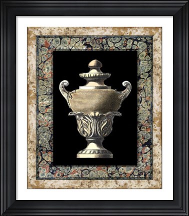 Framed Urn on Marbleized Background I Print