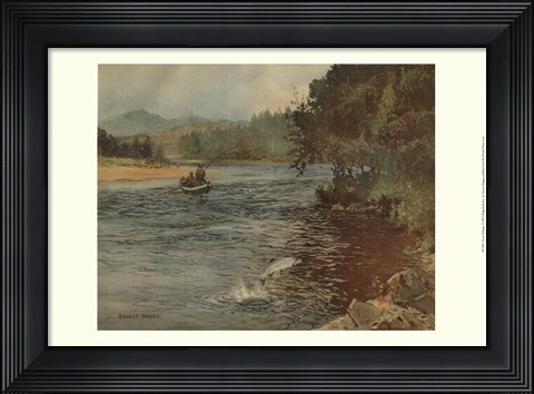 Framed Salmon Fishing Print