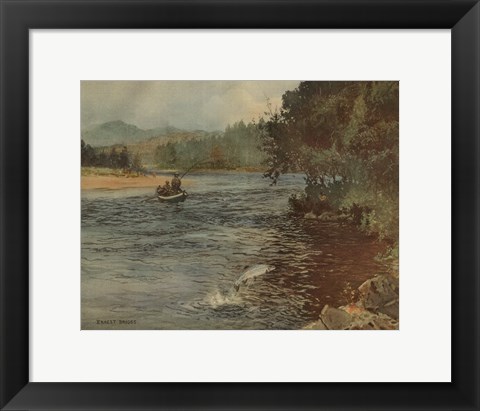 Framed Salmon Fishing Print