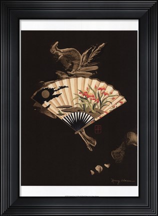 Framed Oriental Fan I Print
