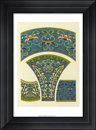 Framed Blue Oriental Designs I Print