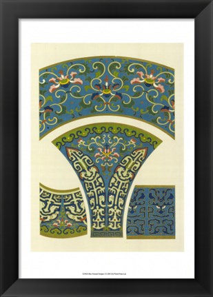 Framed Blue Oriental Designs I Print