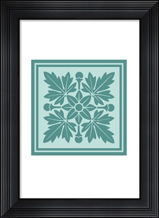 Framed Tonal Woodblock in Blue I Print