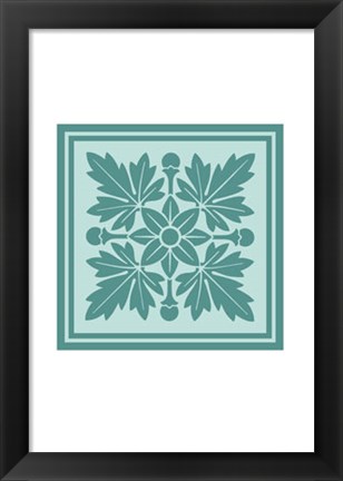Framed Tonal Woodblock in Blue I Print
