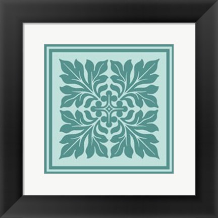 Framed Tonal Woodblock in Blue II Print