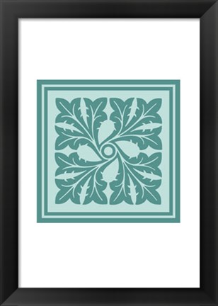 Framed Tonal Woodblock in Blue III Print