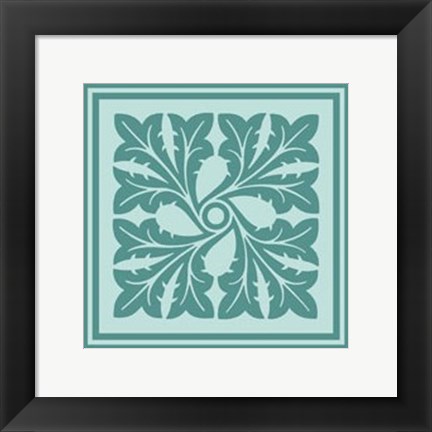 Framed Tonal Woodblock in Blue III Print