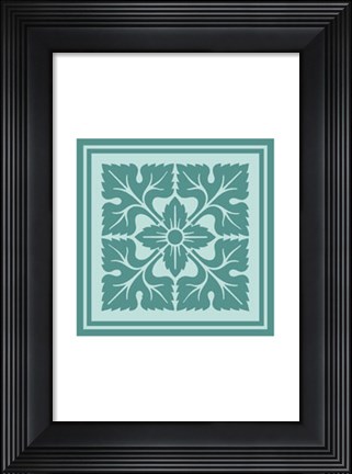 Framed Tonal Woodblock in Blue IV Print