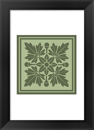 Framed Tonal Woodblock in Green I Print