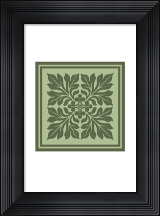Framed Tonal Woodblock in Green II Print