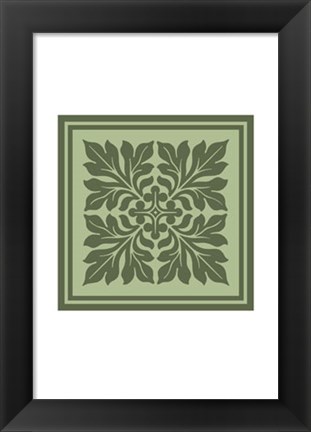 Framed Tonal Woodblock in Green II Print