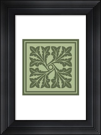Framed Tonal Woodblock in Green III Print