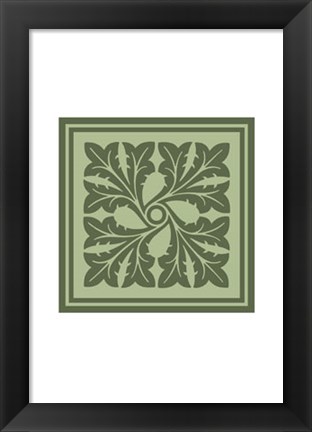 Framed Tonal Woodblock in Green III Print