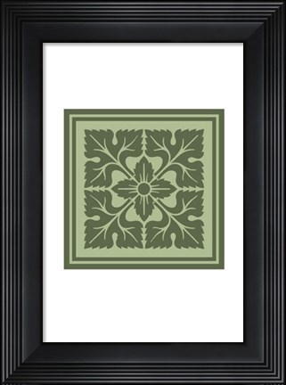 Framed Tonal Woodblock in Green IV Print