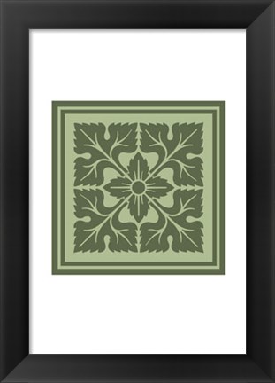 Framed Tonal Woodblock in Green IV Print