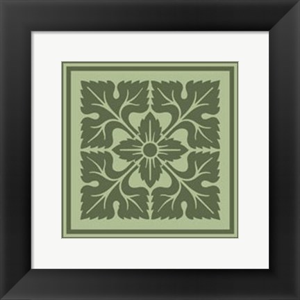Framed Tonal Woodblock in Green IV Print