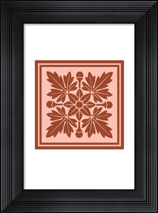 Framed Tonal Woodblock in Coral I Print