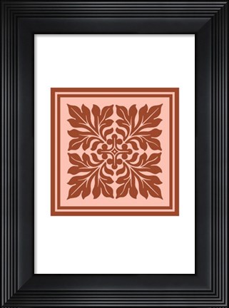 Framed Tonal Woodblock in Coral II Print