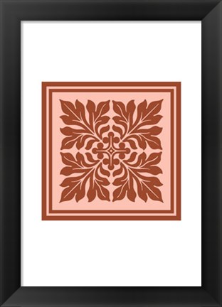 Framed Tonal Woodblock in Coral II Print