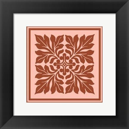Framed Tonal Woodblock in Coral II Print