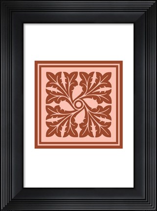 Framed Tonal Woodblock in Coral III Print