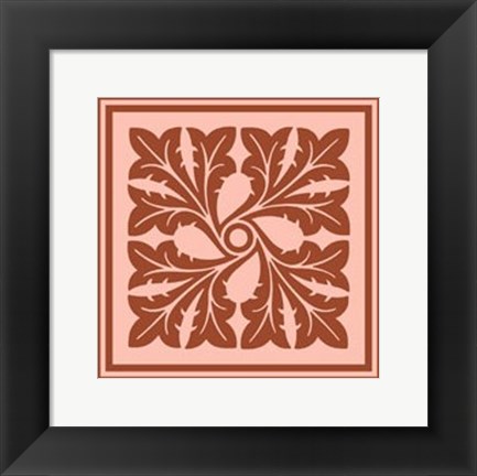Framed Tonal Woodblock in Coral III Print