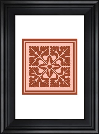 Framed Tonal Woodblock in Coral IV Print