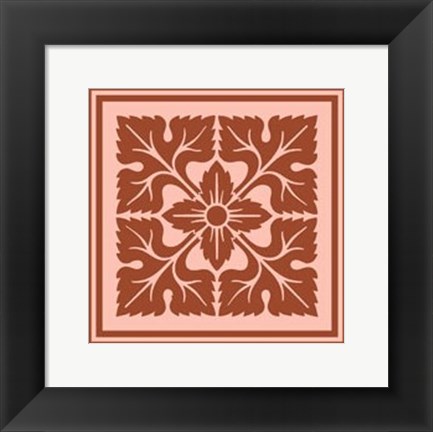 Framed Tonal Woodblock in Coral IV Print