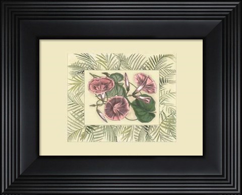 Framed Tropical Flowers in Bamboo I (horizontal) Print