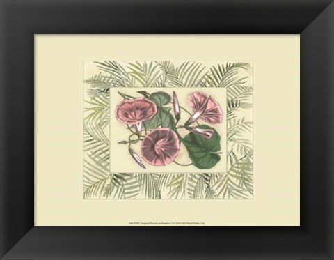 Framed Tropical Flowers in Bamboo I (horizontal) Print