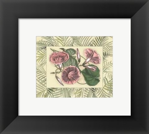 Framed Tropical Flowers in Bamboo I (horizontal) Print