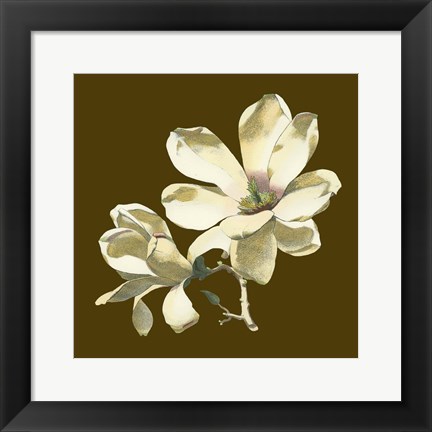 Framed Magnolia on Taupe I Print